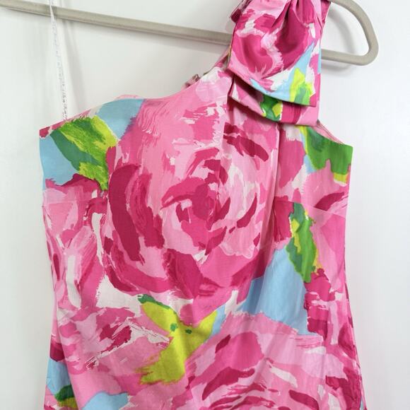 Rare Lilly Pulitzer Hotty Pink First Impression Chloe One Shoulder Dress Size 2 - Picture 6 of 15